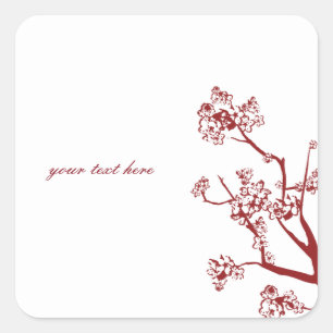 Red Cherry Blossom Oriental Wedding Stickers