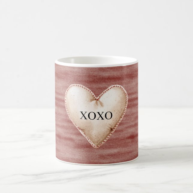 Red Cherry Blush Cream Heart XOXO Kaffeetasse (Mittel)