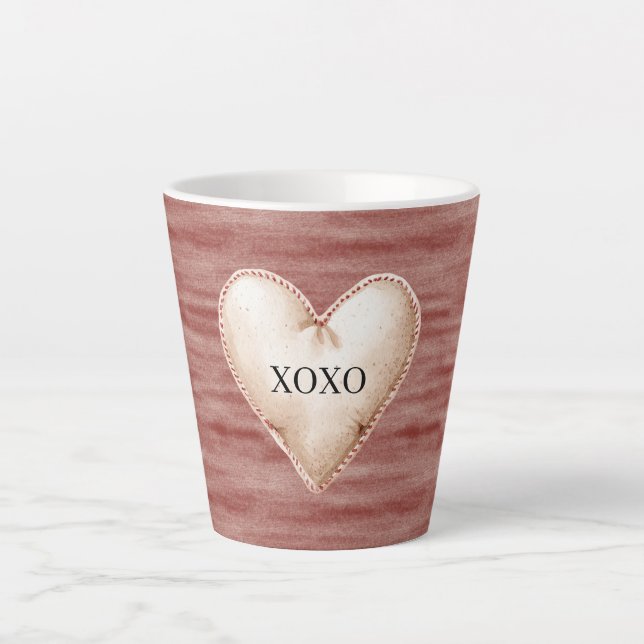 Red Cherry Blush Cream Heart XOXO Milchtasse (Vorderseite)