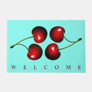 Red Cherry Doormat Willkommen Ihre Farben Fußmatte