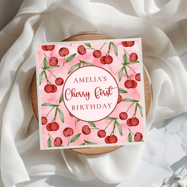 Red Cherry erste Geburtstagszeitung Napkin Serviette (Von Creator hochgeladen)
