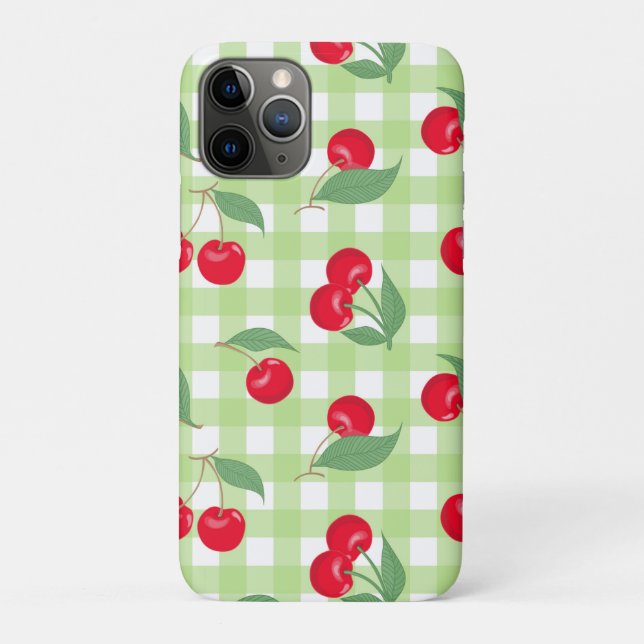 Red Cherry Frucht Grüne Blätter Pastel Lumberjack Case-Mate iPhone Hülle (Rückseite)
