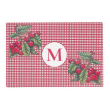 Red Cherry Gingham Monogram Reversible Hütte