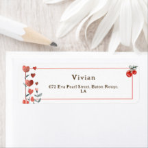 Red Cherry Heart Floral Retrun Address