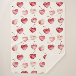 Red Cherry Hearts Valentine's Day Sherpadecke