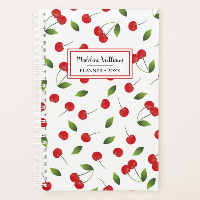 Red Cherry Pattern | Personalisierter Planer (Vorderseite)