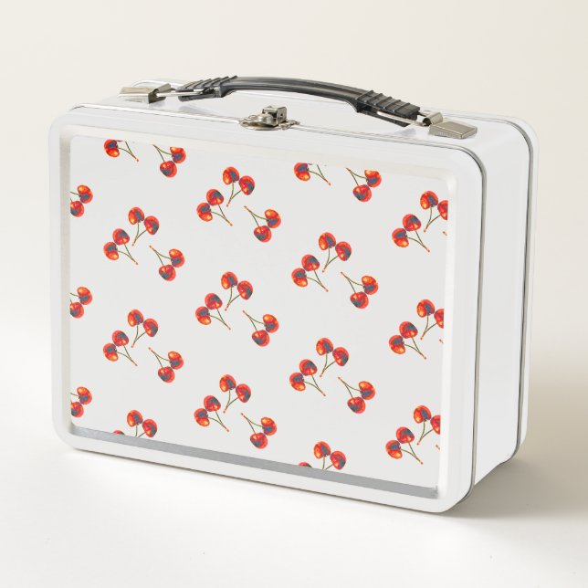 Red Cherry Pattern Vivid Metall Lunch Box (Vorderseite)