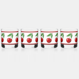 Red Cherry Pattern Whiskyglas