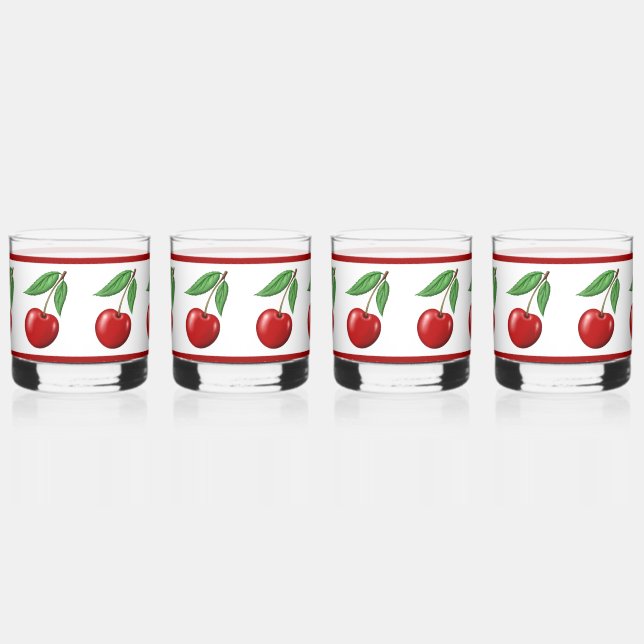 Red Cherry Pattern Whiskyglas (Rechts)