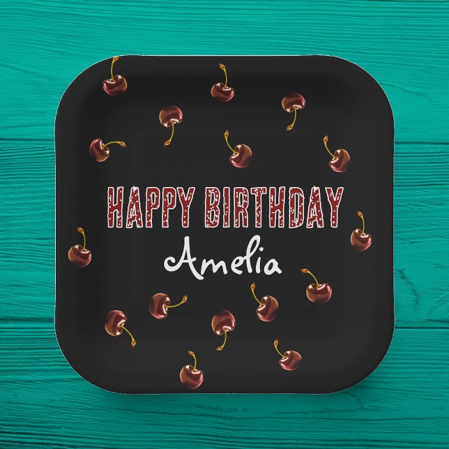 Red Cherry Personalisiertes Party Pappteller (Von Creator hochgeladen)