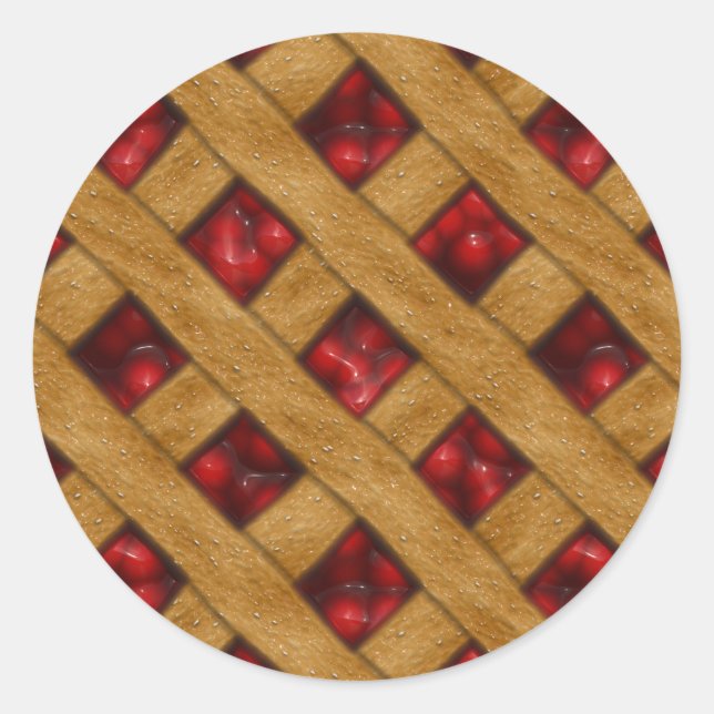 Red Cherry Pie Muster für Bäcker Runder Aufkleber (Vorderseite)