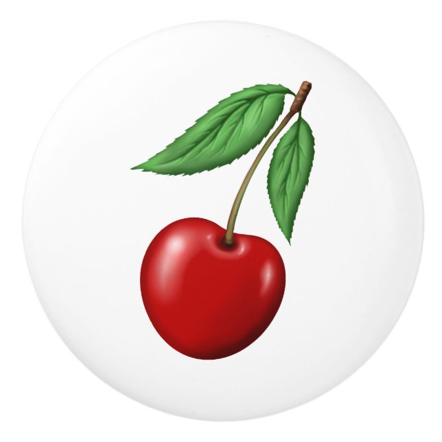 Red Cherry Retro Style Fruchtdesign Keramikknauf (Vorderseite)