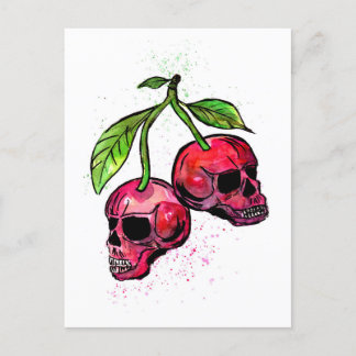Red Cherry Skulls Postkarte