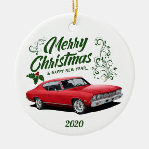Red Chevelle Muscle Car Christmas für 2020 Keramik Ornament