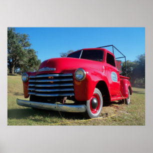 Red Chevrolet Country Lieferwagen LKW Poster Foto