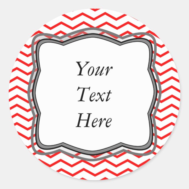 Red Chevrons Label Design Runder Aufkleber (Vorderseite)