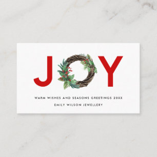 RED CHIC HOLLY BERRY JOY WREATH CHRISTMAS LOGO VISITENKARTE