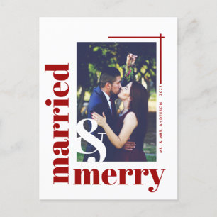 Red Chic Verheiratet und fröhlich Foto Weihnachtsf Postkarte