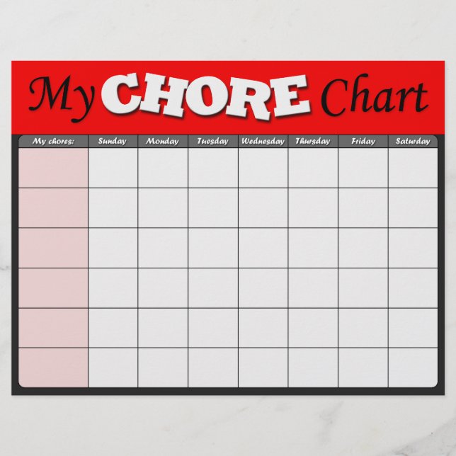 Red Children's Chore Charts Flyer (Vorne)