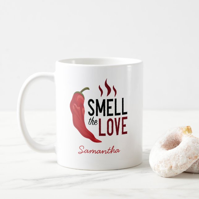 Red Chile Smell the Love Kaffeetasse (Mit Donut)