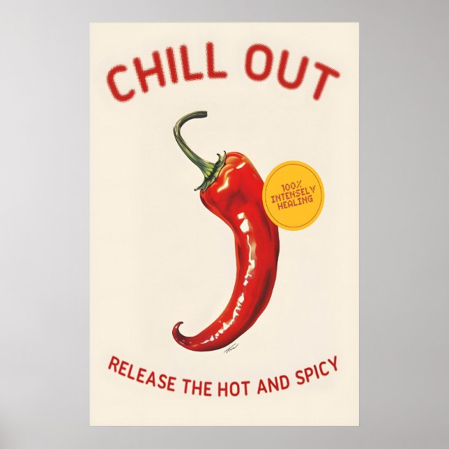 Red Chili Pepper 'Chill Out' Poster Spicy Kitchen (Vorne)