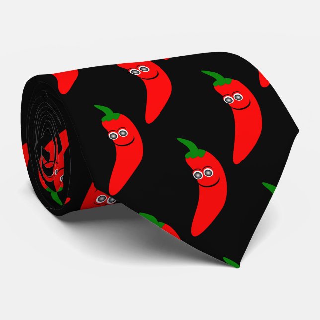 Red Chili Pepper Design Krawatte (Gerollt)