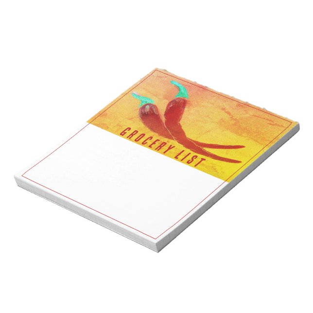 Red Chili Pepper Grocery List Notepad Notizblock (Rotiert)