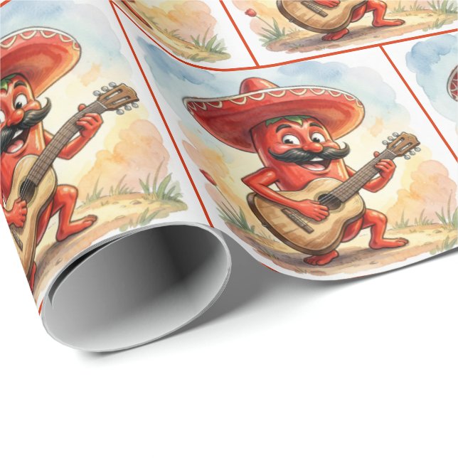 Red Chili Pepper Guitarist Geschenkpapier (Rolleneckpunkt)