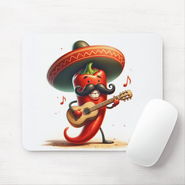 Red Chili Pepper Musician Mousepad (Mit Mouse)