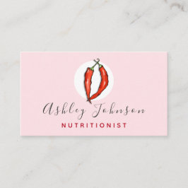 Red Chili Pepper Nutritionist Dietin Light Pink Visitenkarte