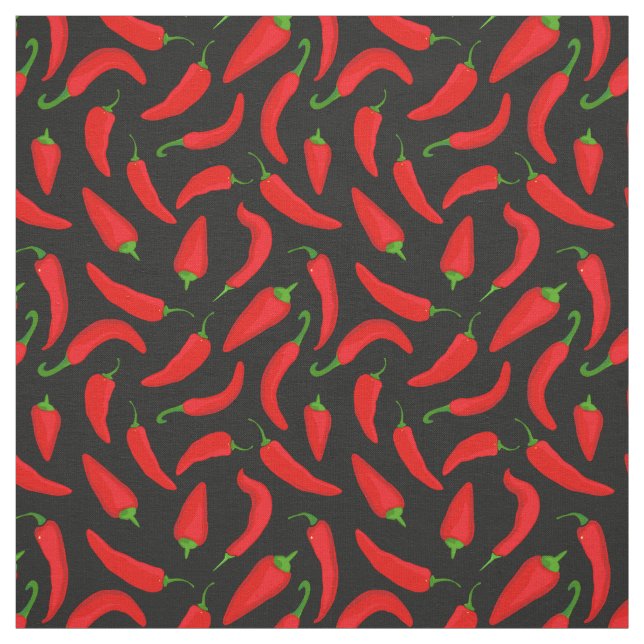 Red Chili Pepper Pattern auf Grau Schwarz Stoff (Muster)