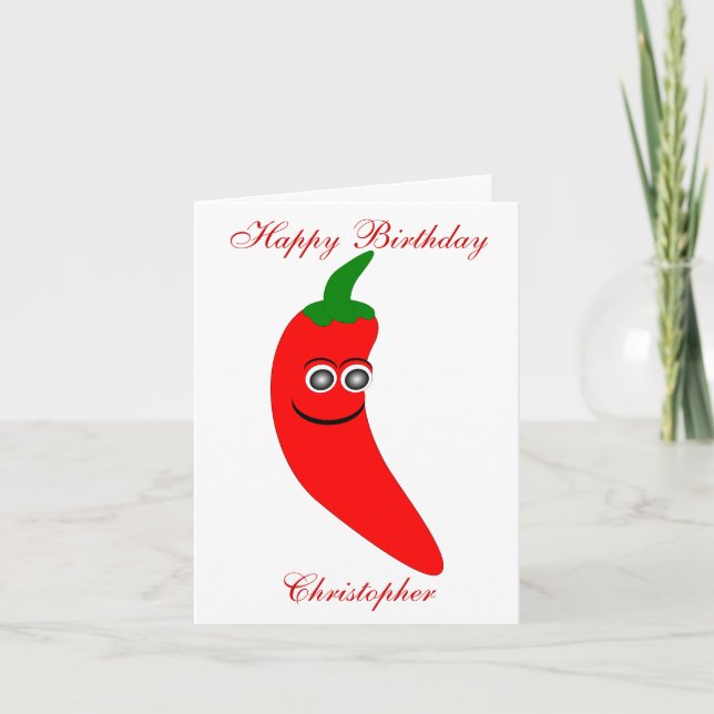 Red Chili Pepper Personalisiert Geburtstag Karte (Vorderseite)