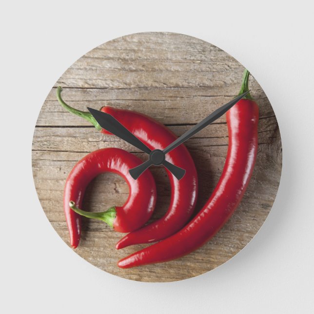 Red Chili Pepper Runde Wanduhr (Vorderseite)