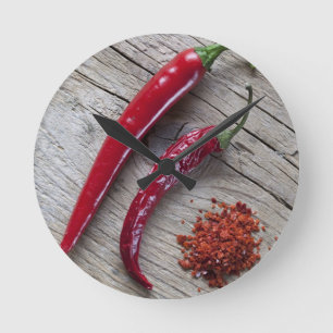 Red Chili Pepper Runde Wanduhr