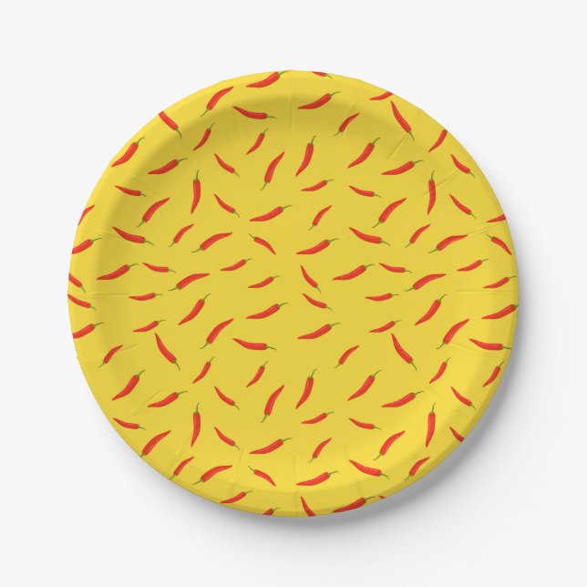Red Chilies Pattern Pappteller (Vorderseite)