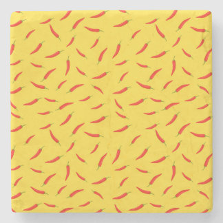 Red Chilies Pattern Steinuntersetzer