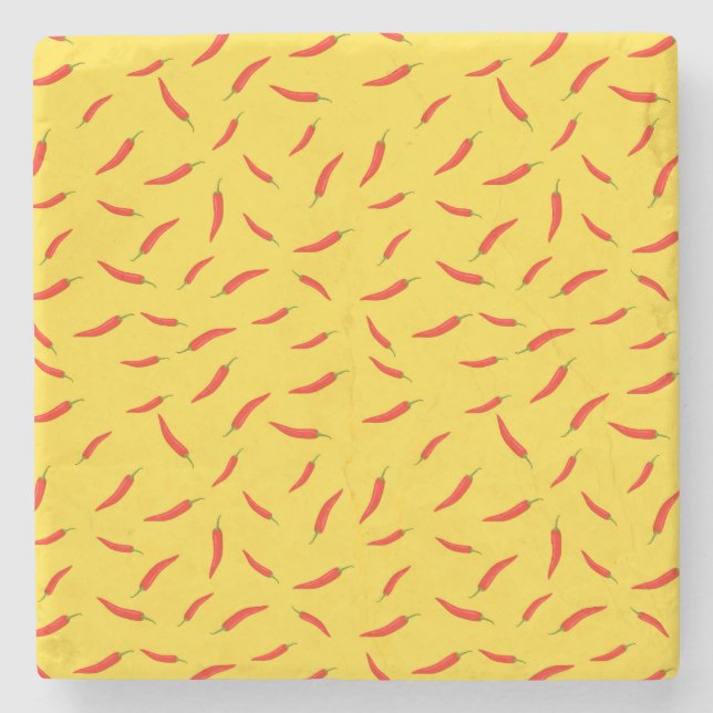 Red Chilies Pattern Steinuntersetzer (Vorderseite)