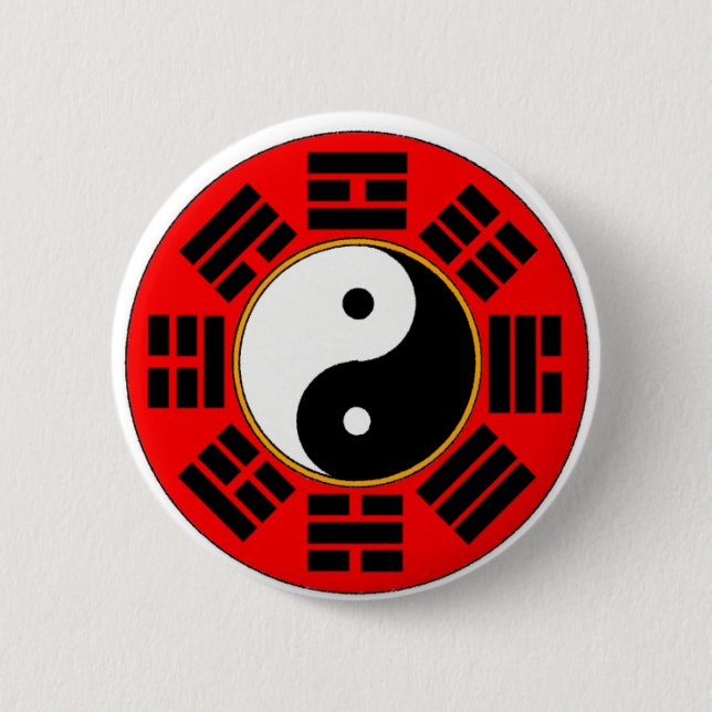 Red Chinese Balance Harmony Bagua Trigram Button (Vorderseite)