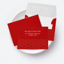 RED CHINESE CHINOISERIE WEDING ENVELOPE