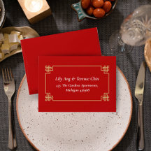 RED CHINESE CHINOISERIE WEDING ENVELOPE