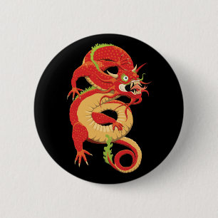 Red Chinese Dragon Button