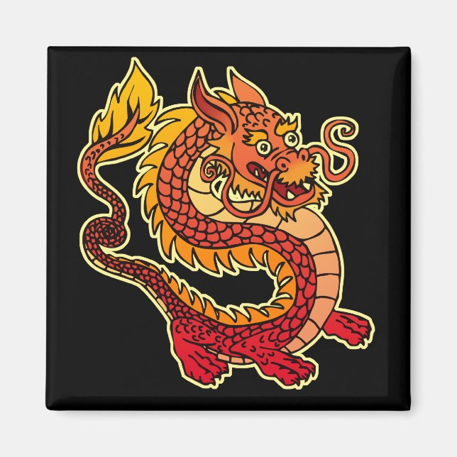 Red Chinese Dragon Magnet (Vorne)
