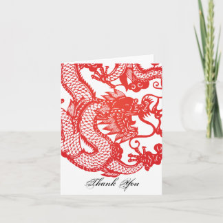 Red Chinese Dragon Note or Danke Karte