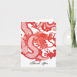 Red Chinese Dragon Note or Dankeschön Karte