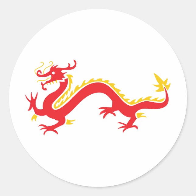 Red Chinese Dragon Runder Aufkleber (Vorderseite)