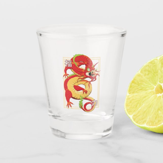 Red Chinese Dragon Schnapsglas (Vorderseite)
