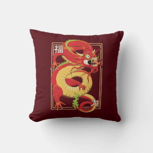 Red Chinese Dragon Throw Kissen
