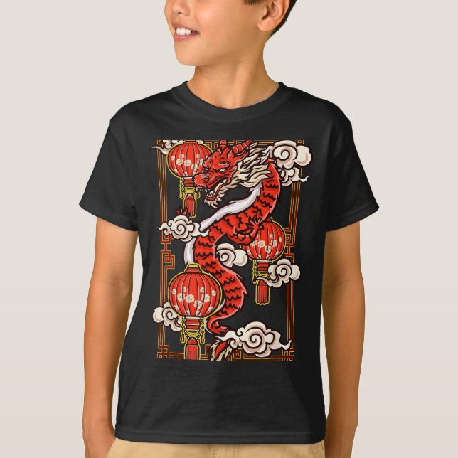 Red Chinese New Year Of The Dragon 2024 Lanterns C T-Shirt (Vorderseite)