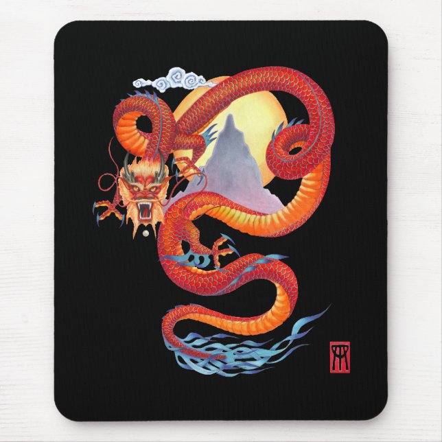 Red Chinese Red Dragon Mousepad (Vorne)