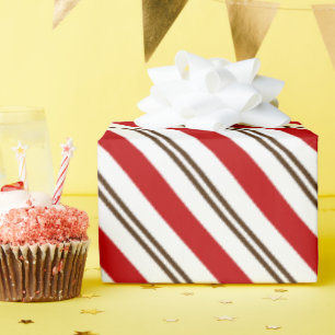 Red & Chocolate Brown Candy Cane Weihnachten Geschenkpapier